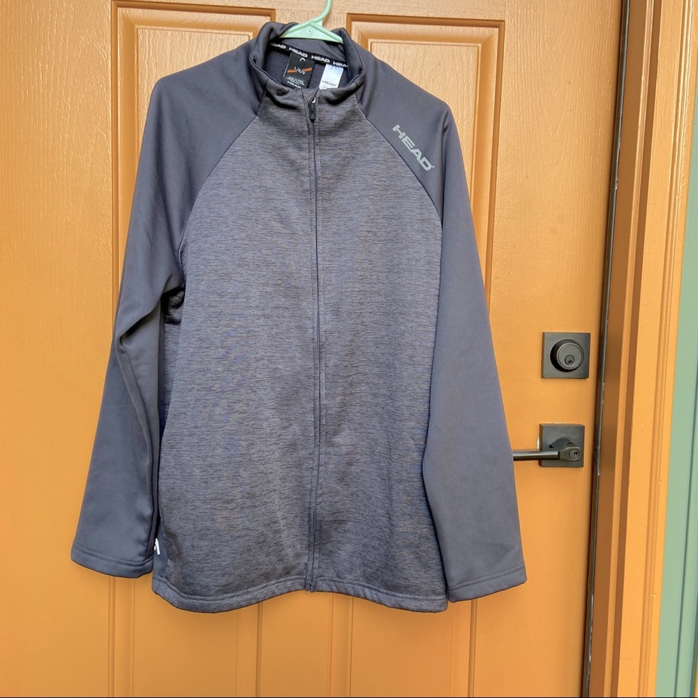 Head grey fleece zip up track tennis jacket